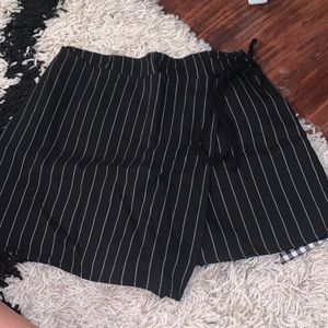 Striped wrap front mini skort